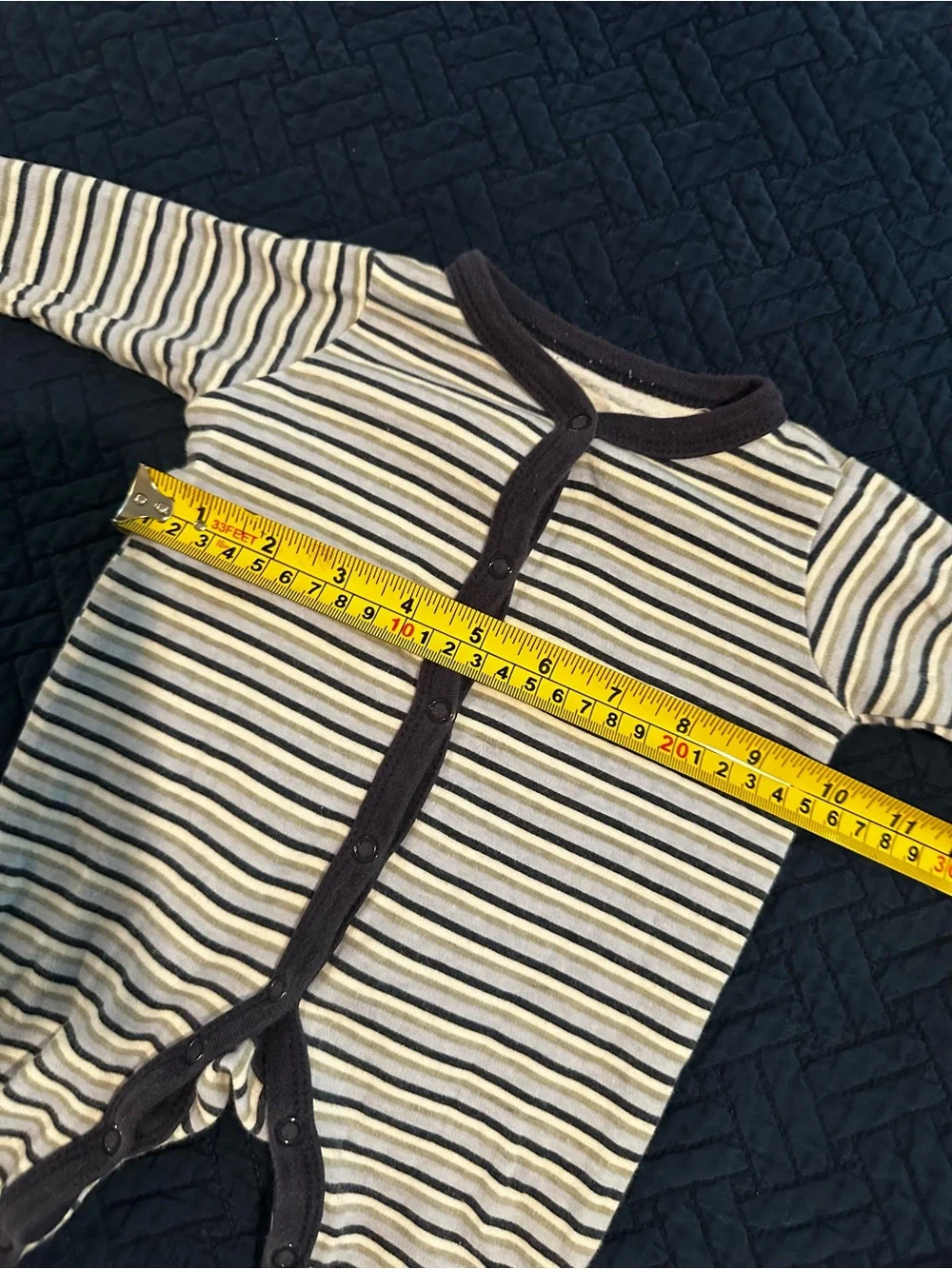 Striped Blue & Brown Footed Baby Cotton One-Piece Play and sleep size 0-3 Months